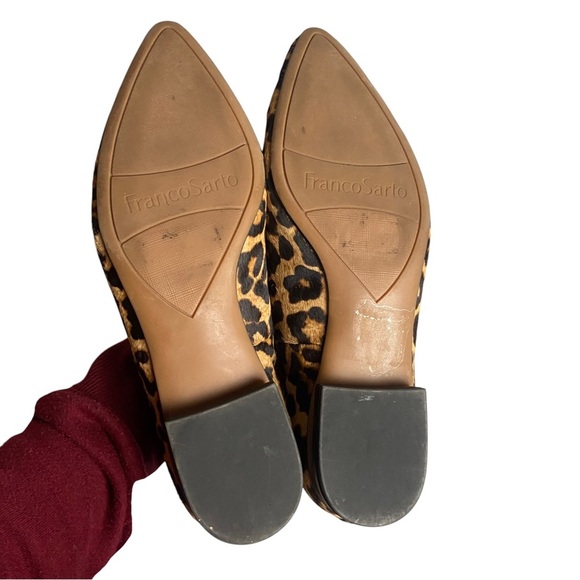 Franco Sarto Size 6.5 Leather Leapord Animal Print Loafers Slip On Mobwife Flat - Picture 2 of 7